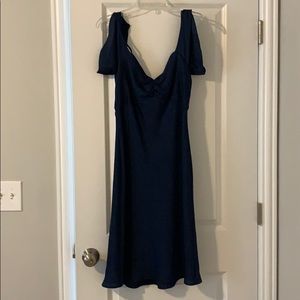 Express blue cold shoulder dress